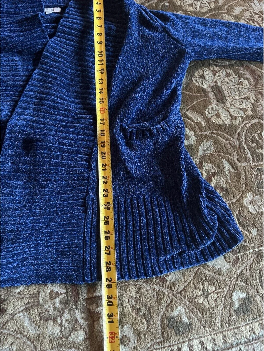 Orvis Chenille Sweater Med Navy Blue Crewneck Soft Knit (Fits M/L) Cozy Ribbed